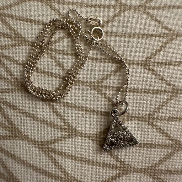NWOT 925 Sterling Silver Evil Eye Necklace with Crystal Charm